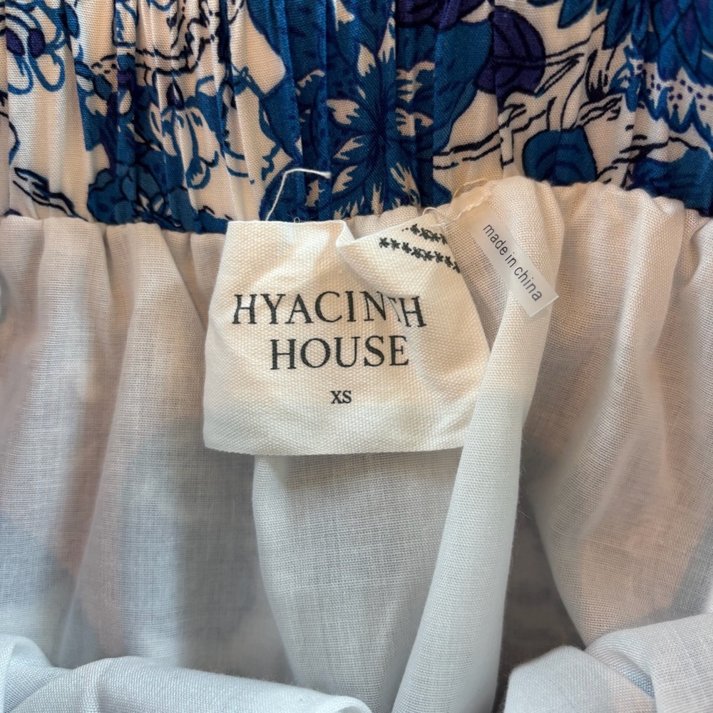 Hyacinth House by Tuckernuck Blue Floral Tiered Midi Skirt XS Cottagecore Boho - Picture 3 of 6